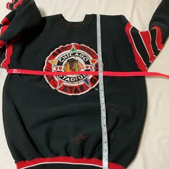 Chicago Blackhawks NHL Sweatshirt Medium Black 1991 All Star Game Hockey Team - Picture 6 of 11